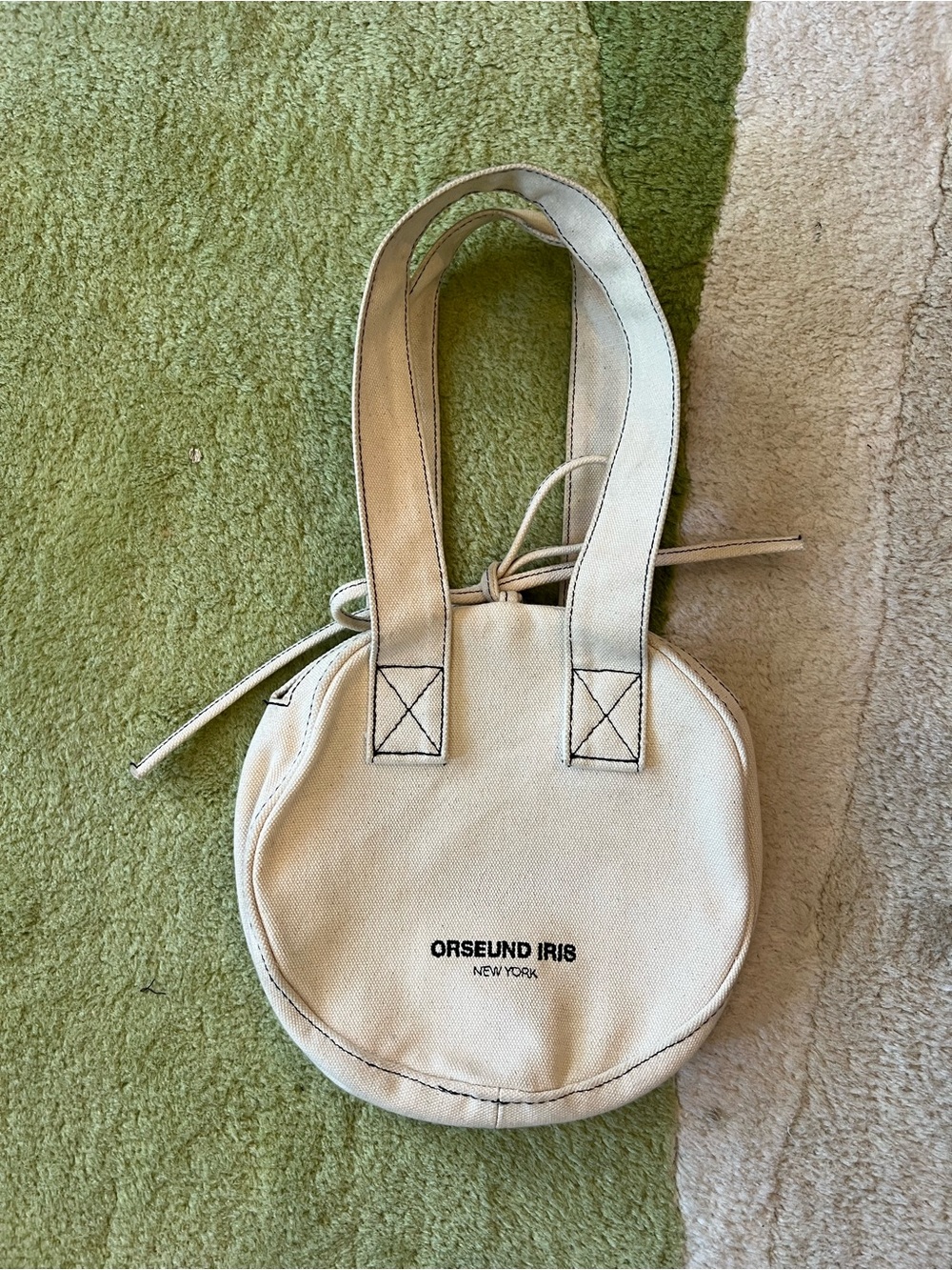 Orseund Iris Mini Cream Canvas Circle Tote Bag